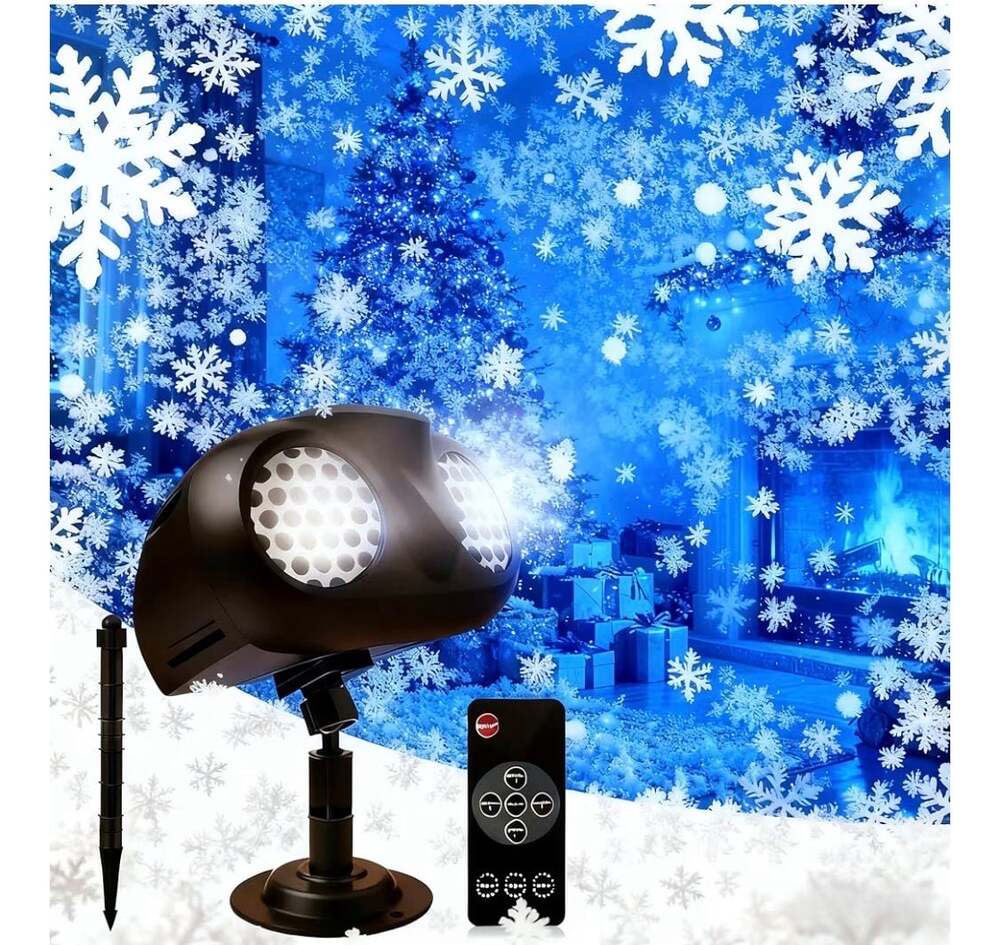 Dual-Head Christmas Snowflake Projector Lights Outdoor, IP65 Waterproof LED Snow